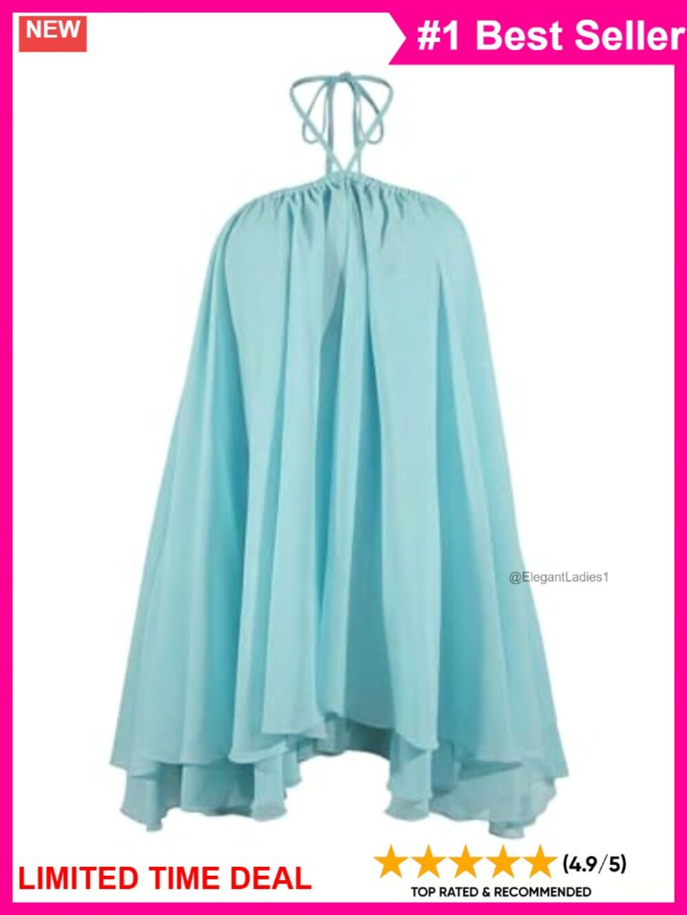 Chiffon Halter Mini Dress Backless Ruffle Summer Beach